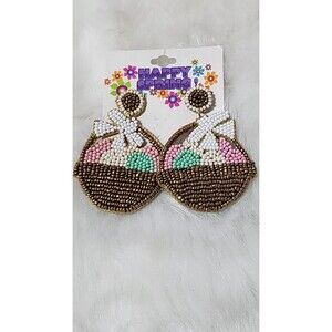 NEW Easter Seed Beaded Dangle Earrings Made in India